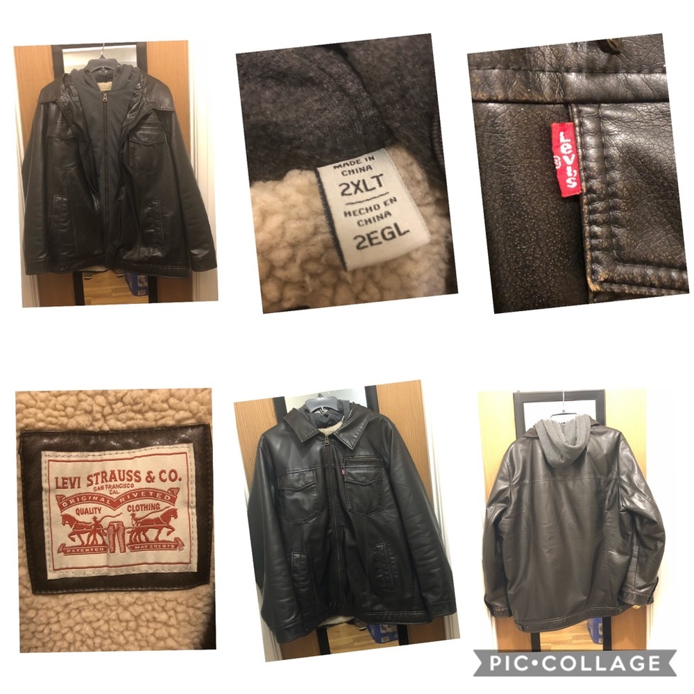 Levi Faux Leather Mid-weight Bomber Jacket 2XLT